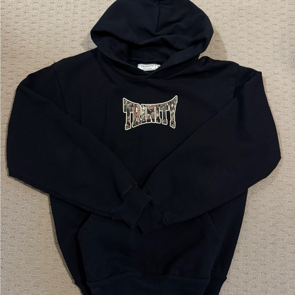 Trinity Men's Black Hoodie with Logo